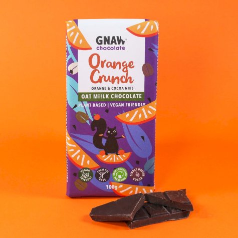 Orange Crunch Oat Mi!lk Chocolate Bar • Vegan