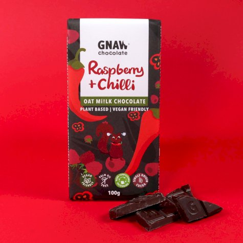 Raspberry & Chilli Oat Mi!lk Chocolate Bar • Vegan