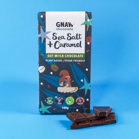 Sea Salt & Crunchy Caramel Oat Mi!lk Chocolate Bar • Vegan