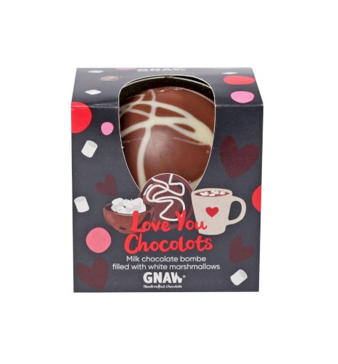 Milk “Love You Chocolots” Hot Chocolate Bombe with Marshmallows