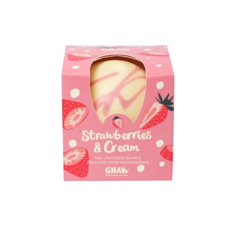 White “Strawberries & Cream” Hot Chocolate bomb